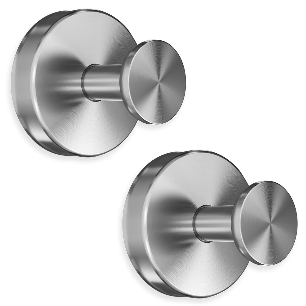 Silver Shower Hooks - 2Pcs Suction Cup Hooks for Shower, Kitchen, Glass Door, Mirror, Tile, 11Lbs Max Load, Easy Mounting, Removable, Rust Resistant - Suction Towel Hook for Loofah, Bath Robe, Towel