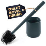 Toilet Brush and Holder Set - Silicone Toilet Brush Cleaner with Dark Grey Holder Base, Compact Accessory for Small Spaces - Easy to Place & Simple to Store After Use, Plastic Bathroom Cleaning Tool