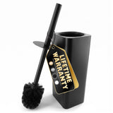 Black Toilet Brush and Holder Set - Slim Matte Design That Fits Anywhere - Stainless Steel Toilet Bowl Brush and Holder with 2 Rounded Corners, Replaceable Head, Removable Inner Bowl & Splash Guard