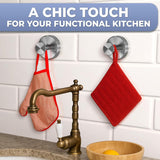 Silver Shower Hooks - 2Pcs Suction Cup Hooks for Shower, Kitchen, Glass Door, Mirror, Tile, 11Lbs Max Load, Easy Mounting, Removable, Rust Resistant - Suction Towel Hook for Loofah, Bath Robe, Towel