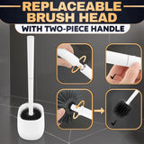Toilet Brush and Holder Set - Silicone Toilet Bowl Brush with White Holder Base, Compact Bath Accessory for Small Spaces - Easy to Place and Simple to Store After Use, Plastic Bathroom Cleaning Tool