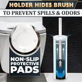 Stainless Steel Toilet Brush and Holder Set White - Long Handle Toilet Bowl Cleaner Brush and Holder - Removable Inner Liner, Shiny Design, Splash Protection & Dense Bristles for Bathroom Cleaning