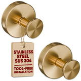 Suction Cup Hooks for Shower 2 Pcs - Gold Shower Hooks, Quick-Mount Rustproof Gold , Kitchen, Glass Door, Mirror, Tile, Removable Suction Towel Hook That Holds up to 11Lbs for Loofah, Bath Robe, Towel