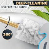 Gold Stainless Steel Toilet Brush with Crystal Toilet Brush Holder Set – Wall Mounted Holder, Replaceable Head, Decorative Space-Saving Design Bathroom Toilet Accessory Elegant Toilet Bowl Cleaner Set