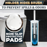 Stainless Steel Toilet Brush and Holder Set White - Long Handle Toilet Bowl Cleaner Brush and Holder - Removable Inner Liner, Shiny Design, Splash Protection & Dense Bristles for Bathroom Cleaning
