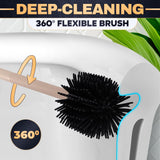 Silicone Toilet Brush and Holder Set - Cream RV Toilet Brush with Holder, Flexible Head, Soft Bristles, Detachable Handle and Freestanding Base, Compact Bathroom Cleaning Tool with Minimalistic Design