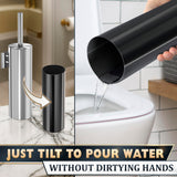 Silver Modern Toilet Brush and Holder Set with Wall Mount - Stainless Steel Toilet Brush with Holder - Removable Inner Bowl, Shiny Design, Splash Protection & Dense Bristles for Bathroom Cleaning