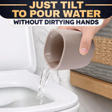 Silicone Toilet Brush and Holder Set - Cream RV Toilet Brush with Holder, Flexible Head, Soft Bristles, Detachable Handle and Freestanding Base, Compact Bathroom Cleaning Tool with Minimalistic Design