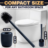 Toilet Brush and Holder Set - Silicone Toilet Bowl Brush with Black Holder Base, Compact Bath Accessory for Small Spaces - Easy to Place and Simple to Store After Use, Plastic Bathroom Cleaning Tool