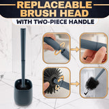 Toilet Brush and Holder Set - Silicone Toilet Brush Cleaner with Dark Grey Holder Base, Compact Accessory for Small Spaces - Easy to Place & Simple to Store After Use, Plastic Bathroom Cleaning Tool