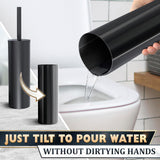 2 PCS Black Toilet Brush and Holder Set - Scratch Resistant Black Toilet Bowl Brush and Holder with Soft Bristles Replaceable Head, Protection From Splashes, and Compact Design - for Cleaning