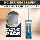 Silver Toilet Brush and Holder Set Stainless Steel – Square Design Toilet Bowl Brush and Holder, Rust, Corrosion & Scratch Resistant with Splash Protection, for Efficient Cleaning and Neat Storage