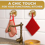 Gold Shower Hooks - 4 Pcs Easy to Install Rustproof Gold Suction Cup Hooks for Shower, Kitchen, Glass Door, Mirror, Tile, Suction Towel Hook with 11Lbs Load Capacity for Loofah, Towel, Bath Robe