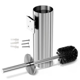 Silver Modern Toilet Brush and Holder Set with Wall Mount - Stainless Steel Toilet Brush with Holder - Removable Inner Bowl, Shiny Design, Splash Protection & Dense Bristles for Bathroom Cleaning