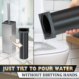Silver Toilet Brush and Holder Set Stainless Steel – Square Design Toilet Bowl Brush and Holder, Rust, Corrosion & Scratch Resistant with Splash Protection, for Efficient Cleaning and Neat Storage