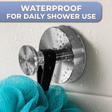 Silver Shower Hooks - 4 Pcs Suction Cup Hooks for Shower, Kitchen, Glass Door, Mirror, Tile, Suction Towel Hook for Loofah, Bath Robe, Towel - 11Lbs Max Load, Easy Mounting, Removable, Rust Resistant