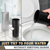 Silver Toilet Brush and Holder Set - Upgrade Your Bathroom in Seconds - Stainless Steel Toilet Bowl Brush and Holder with 2 Rounded Corners, Replaceable Head, Removable Inner Bowl & Splash Guard Cover