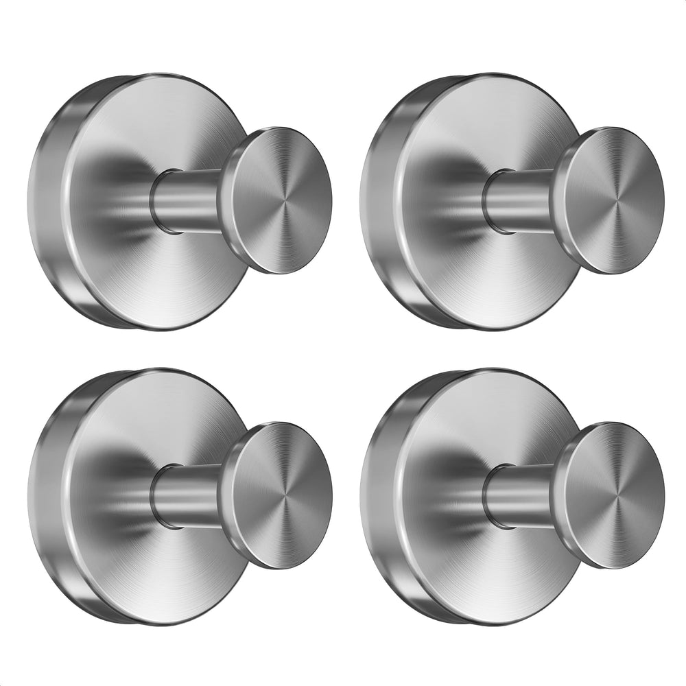 Silver Shower Hooks - 4 Pcs Suction Cup Hooks for Shower, Kitchen, Glass Door, Mirror, Tile, Suction Towel Hook for Loofah, Bath Robe, Towel - 11Lbs Max Load, Easy Mounting, Removable, Rust Resistant
