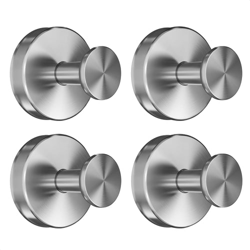 Silver Shower Hooks - 4 Pcs Suction Cup Hooks for Shower, Kitchen, Glass Door, Mirror, Tile, Suction Towel Hook for Loofah, Bath Robe, Towel - 11Lbs Max Load, Easy Mounting, Removable, Rust Resistant