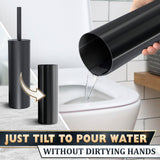 Matte Black Toilet Brush and Holder Set - Stainless Steel Toilet Brush with Holder, Removable Inner Bowl, Replaceable Head, Anti-Splash Guard and Flexible Bristles for Effective Bathroom Cleaning