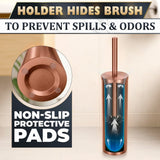 Bronze Toilet Brush and Holder Set - Upgrade Your Bathroom in Seconds - Rust Resistant Stainless Steel Toilet Bowl Brush and Holder with Replaceable Head, Removable Inner Bowl & Splash Guard Cover