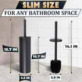 2 PCS Black Toilet Brush and Holder Set - Scratch Resistant Black Toilet Bowl Brush and Holder with Soft Bristles Replaceable Head, Protection From Splashes, and Compact Design - for Cleaning