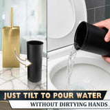 Gold Toilet Brush and Holder Set - Instantly Elevate Your Bathroom Style - Stainless Steel Toilet Bowl Brush and Holder with 2 Rounded Corners, Replaceable Head, Removable Inner Bowl & Splash Guard