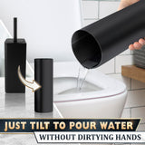Black Toilet Brush and Holder Set - Slim Matte Design That Fits Anywhere - Stainless Steel Toilet Bowl Brush and Holder with 2 Rounded Corners, Replaceable Head, Removable Inner Bowl & Splash Guard