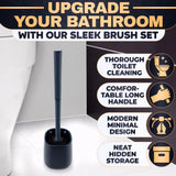 Toilet Brush and Holder Set - Silicone Toilet Bowl Brush with Black Holder Base, Compact Bath Accessory for Small Spaces - Easy to Place and Simple to Store After Use, Plastic Bathroom Cleaning Tool