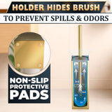 Stainless Steel Toilet Brush and Holder Set Gold & Square Design - Corrosion and Scratch-Resistant Gold Toilet Brush and Holder Set with Splash Protection - for Deep & Effective Bathroom Cleaning