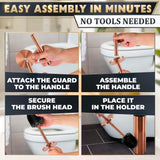 Bronze Toilet Brush and Holder Set - Upgrade Your Bathroom in Seconds - Rust Resistant Stainless Steel Toilet Bowl Brush and Holder with Replaceable Head, Removable Inner Bowl & Splash Guard Cover