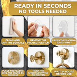 Gold Shower Hooks - 4 Pcs Easy to Install Rustproof Gold Suction Cup Hooks for Shower, Kitchen, Glass Door, Mirror, Tile, Suction Towel Hook with 11Lbs Load Capacity for Loofah, Towel, Bath Robe