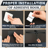 14 Inch Shower Door Squeegee - Black Shower Squeegee for Streak-Free Bathroom Glass - Stainless Steel Cleaner with Silicone Blade, Adhesive & Hanging Hooks for Mirror, Tile, Window, Car, Everyday Use