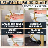 Gold Toilet Brush and Holder Set — Stainless Steel, Brushed Gold