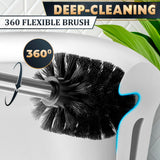 Stainless Steel Toilet Brush and Holder Set - Free-Standing Toilet Bowl Brush and Holder with Removable Inner Bowl, Splash Cover, Sturdy Bristles, Corrosion & Scratch Resistant - Modern Toilet Design
