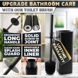 Black Toilet Brush and Holder Set - Slim Matte Design That Fits Anywhere - Stainless Steel Toilet Bowl Brush and Holder with 2 Rounded Corners, Replaceable Head, Removable Inner Bowl & Splash Guard