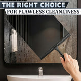 10 Inch Shower Door Squeegee - Black Shower Squeegee for Streak-Free Bathroom Glass - Stainless Steel Cleaner with Silicone Blade, Adhesive & Hanging Hooks for Mirror, Tile, Window, Car, Everyday Use