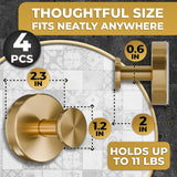 Gold Shower Hooks - 4 Pcs Easy to Install Rustproof Gold Suction Cup Hooks for Shower, Kitchen, Glass Door, Mirror, Tile, Suction Towel Hook with 11Lbs Load Capacity for Loofah, Towel, Bath Robe