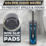 Graphite Metallic Stainless Steel Toilet Brush and Holder Set - Toilet Bowl Brush and Holder with Splash Cover, Sturdy Bristles, Corrosion & Scratch Resistant - Elegant Design, Effective Deep Cleaning