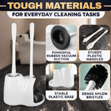 2 in 1 Toilet Plunger and Brush Set White - Toilet Brush and Plunger Set White with Stiff Bristles, Strong Vacuum Suction and Holder - Space-Saving Stand, Fits Most Standard Toilets, 9.3×6.3×15.2 inch