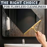 10 Inch Shower Door Squeegee - Gold Squeegee for Shower Glass with Stainless Steel Body, Silicone Blade, Adhesive & Hanging Hooks for Streak-Free Mirror, Tile, Window, Bathroom, Car, Everyday Home Use