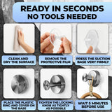 4 Pcs Suction Hooks for Shower Wall – Chrome Cup Hooks for Tile, Mirror, Kitchen, Glass – Easy to Mount, Supports up to 11Lbs, Removable, Rustproof - Suction Cup Shower Hook for Robe, Towel, Loofah