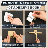 10 Inch Shower Door Squeegee - Gold Squeegee for Shower Glass with Stainless Steel Body, Silicone Blade, Adhesive & Hanging Hooks for Streak-Free Mirror, Tile, Window, Bathroom, Car, Everyday Home Use