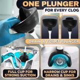 2 in 1 Toilet Plunger and Brush Set White - Toilet Brush and Plunger Set White with Stiff Bristles, Strong Vacuum Suction and Holder - Space-Saving Stand, Fits Most Standard Toilets, 9.3×6.3×15.2 inch