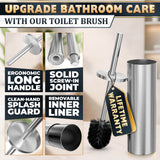 Stainless Steel Toilet Brush and Holder Set - Free-Standing Toilet Bowl Brush and Holder with Removable Inner Bowl, Splash Cover, Sturdy Bristles, Corrosion & Scratch Resistant - Modern Toilet Design