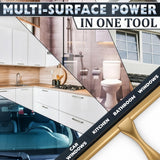 10 Inch Shower Door Squeegee - Gold Squeegee for Shower Glass with Stainless Steel Body, Silicone Blade, Adhesive & Hanging Hooks for Streak-Free Mirror, Tile, Window, Bathroom, Car, Everyday Home Use