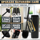 Black Toilet Brush with Square Stainless Steel Holder - Freestanding Toilet Brush and Holder Set Black - Removable Plastic Inner Cup, Splash Guard Cover, Replaceable Head, Corrosion Resistant Finish