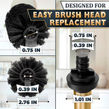 2 PCS Gold Toilet Brush and Holder Set - Brushed Stainless Steel Gold Toilet Bowl Brush and Holder with Replacable Head, Removable Inner Bowl, and Splash Protection - Dense Bristles for Cleaning