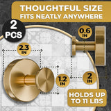 Suction Cup Hooks for Shower 2 Pcs - Gold Shower Hooks, Quick-Mount Rustproof Gold , Kitchen, Glass Door, Mirror, Tile, Removable Suction Towel Hook That Holds up to 11Lbs for Loofah, Bath Robe, Towel