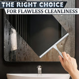 10" Silver Shower Door Squeegee - Stainless Steel Shower Squeegee for Streak-Free Bathroom Glass with Silicone Blade, Adhesive & Hanging Hooks for Mirror, Tile, Window, Car, Multi-Surface Everyday Use